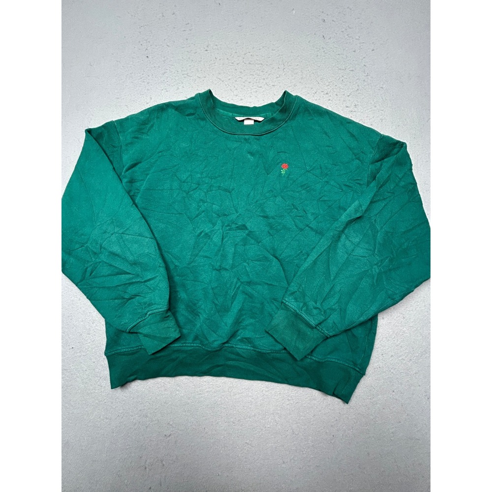 Victoria's Secret Sweatshirt Cotton Polyester Green Rose Medium Womens